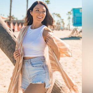 Rays for Days Cover Up NEW OS Cotton Beach‎ Summer Vacation Cruise Wear Fringe.